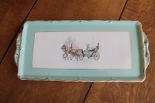 plat à cake - faïence de St Amand - décor diligence