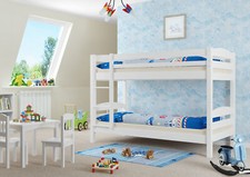 Lit superposé enfant pin massif blanc 90x200, accessoires variables