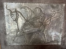 Tableau Licorne En Tôle Signé