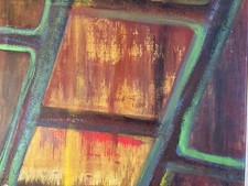 Très Belle Peinture Moderne Huile Sur Toile Abstrait Hst Abstraction Circa 2000