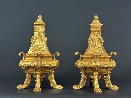 Ancienne paire chenet feu - ancienne,