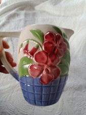 Pichet ancien Cruche 983-4 St Clément France - céramique barbotine PANIER FLEURS