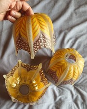3 Tulipes abat-jour diffuseur Verre peint émaillé pour lustre ou lampe art déco