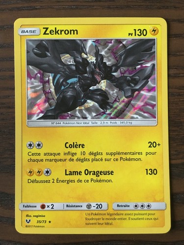 Carte pokémon holo zekrom - carte,