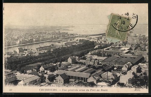 Cpa cherbourg vue générale - cpa, cherbourg,