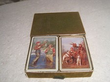 SUPERBE COFFRET TIROIR DE BRIDGE CANASTA DEUX JEUX DE CARTES THEME"PECHE&CHASSE"