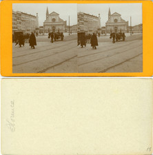 Stéréo, Italie, Florence, église Santa Maria Novella et sa place Vintage albumen