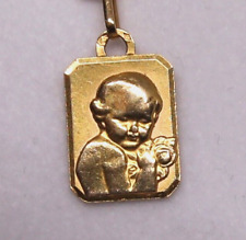 Médaille pendentif ancien or jaune 18 carats dos non gravé baptême