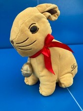 Peluche doudou lapin LINDT ruban rouge poche arrière grelot 23/31 cm N°2