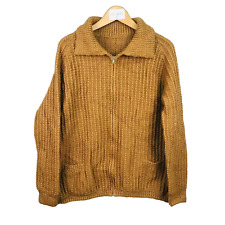 Vintage cardigan homme marron taille 58 cm poitrine zip lourd fermeture éclair