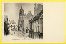 cpa 1900 ARGENTAN (Orne) PLACE HENRI IV Fabrique de Parapluies Salle des Ventes