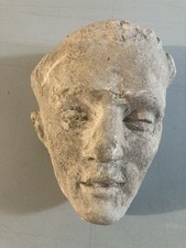 Très Belle Sculpture Tête Prêtre Masqué Mortuaire Curé Plâtre A Identifier 1920