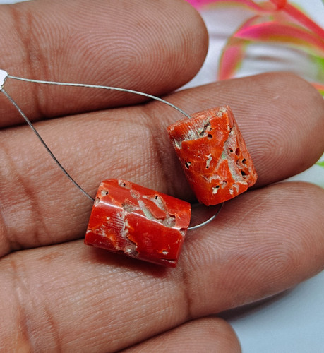 Perles tambour corail - perles,
