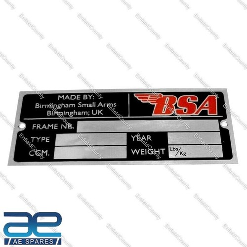 Plaque données bsa étoile - bsa,