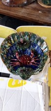 Joli plat en céramique représentant crabe Palissy barbotine majolique barbizet