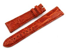 Bracelet En Cuir De Crocodile Orange Artisanal Fabriqué En Italie Classic