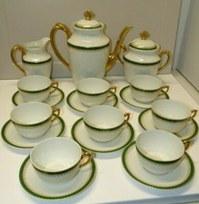 *ELEGANT SERVICE A CAFE PORCELAINE de LIMOGES C P CHARLIONAIS & PANASSIER LYON 