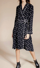 Robe portefeuille Mi Longue Noir Pois Blanc Lien à Nouer KARL MARC JOHN L