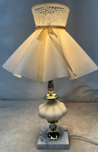 Vintage brass marble table - &,