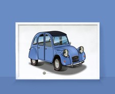Poster Citroën 2cv bleue