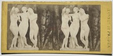 Les Trois Grâces Statue Pradier c1870 Photo Stereo Vintage Albumine