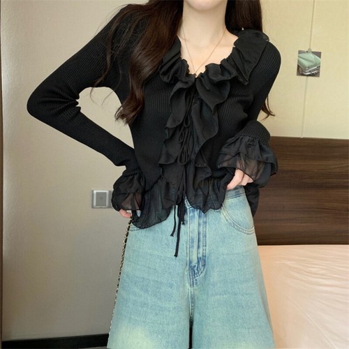 Femme ruche pull tricot - ruche,
