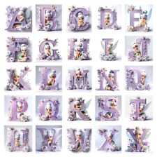 Lampe de chevet Blanc Céramique. Fée Clochette Lettre de son Prénom ( N au Z )