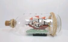 MAQUETTE BATEAU Voilier ANCIEN Navire Bois BOUTEILLE OUVRAGE Décoration MARIN