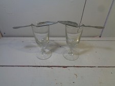 2 VERRES ANCIENS BISTROT ABSINTHE VERRE SOUFFLÉ cuillére le lutin bar estaminet