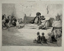 Une Ecole en Turquie GRAVURE Dupont DECAMPS Narguile TABAC Turc XIX°