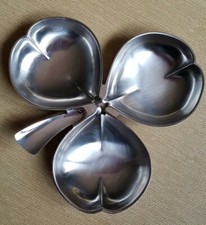 PLAT INOX 18/10  FORME TRÈFLE 3 FEUILLES  VINTAGE/ANNÉE 70