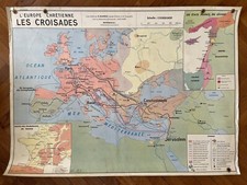 Carte Affiche scolaire plastifiée type Vidal - Les Croisades / Centres Culturels