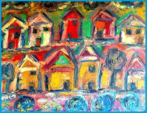Tableau 70x60cm les cabines - tableau, de