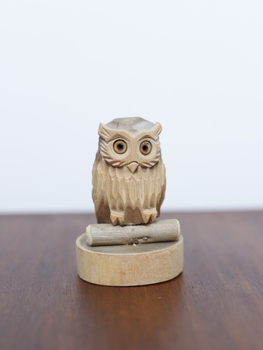 Chouette sculptée bois - sculptée, en