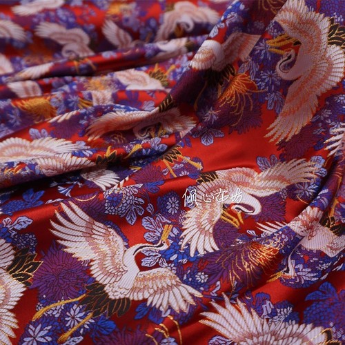 Mètre tissu brocart rouge - 1,