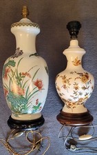 Lot de 2 Vases porcelaine anciens montés en lampe - Chine 45cm et Moustiers 40cm