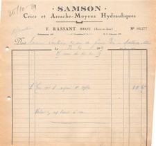 1929 CRICS ET ARRACHE MOYEUX HYDRAULIQUES SAMSON A BROU - M. LOURTIOUX A MO