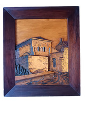 TABLEAU EN BOIS SCULPTE SIGNE