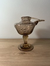 Lampe à huile provençale Type BIOT verre bullé violet Haut 15cm Environ