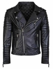 Blouson motard noir en cuir