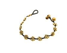 Bracelet Poignet en fil tressé avec Perles et Grelots en métal  #7044