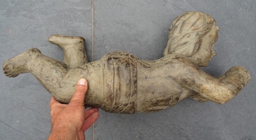 Grand putti bois sculpté - en,