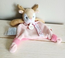 DOUDOU et Compagnie plat triangle renne cerf biche faon rose attache tétine