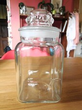 ANCIEN POT A BONBONS -BOCAL D'EPICERIE EN VERRE BOUCHON VERRE  -1930/40