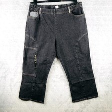 JL Pantacourt Femme 44 Gris Taille Haute Élastique Poches Zippées Fente D’ourlet