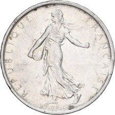 France, 5 Francs, Semeuse, 1963, Paris, flan clipé, Argent, TTB+, Gadoury:770