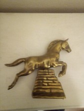 Metal Vtg Brass Horse Jumping