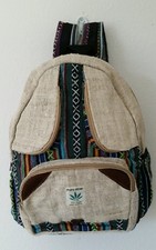 HB5 HEMP BAG PURSE NEPAL : Handmade Hippie Multi-color Unisex Organic Backpack 