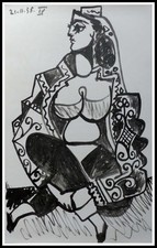 Pablo PICASSO : Carnet de Californie, jeune femme de profil, lithographie 1959