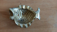 Vintage Ancien petit cendrier en forme de poisson carpe en laiton